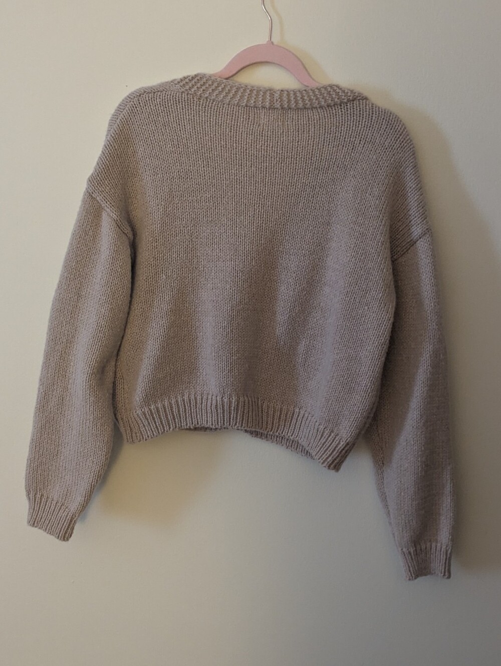 Floral Appliqué Cardigan Sweater, Taupe/Cream - Picture 3 of 4